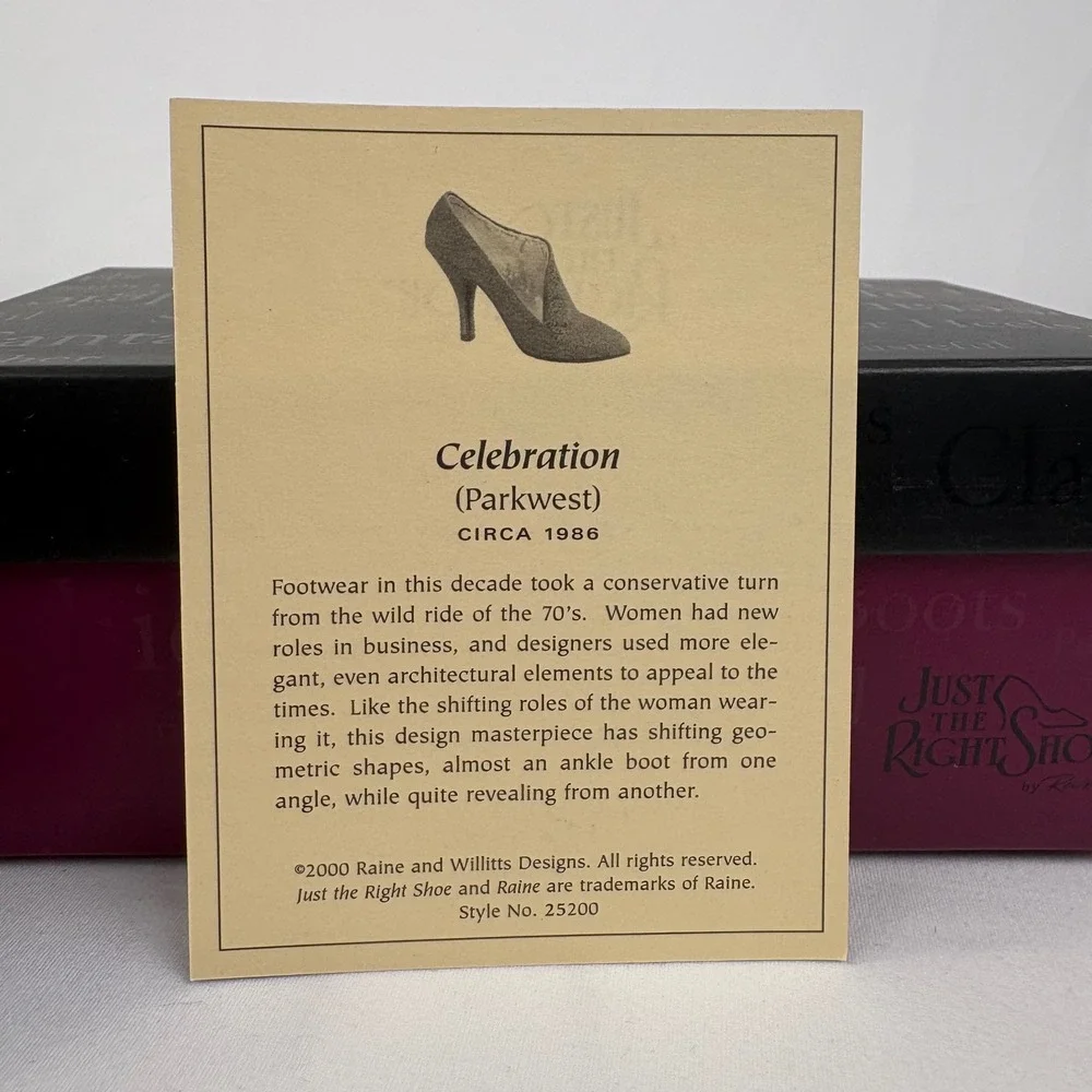 Vintage Just The Right Shoe By Raine Celebration Parkwest 25200 2000 COA Box